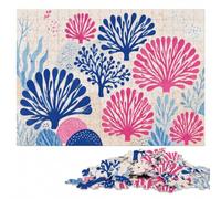 Blue And Berry Pink Art Artistic Wooden Jigsaw Puzzle 500 Pieces for Adults | Holiday gift for puzzle fans with quiet evening activity on quiet evenings.