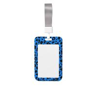 Blue and Black Leopard Print Sliding Id Badge Holder Hard Plastic Work Card Case Name Tag Protector for Nurses Office