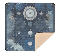 Blue and Black Tarot Astrology Cute Foldable Baby Gym & Activity Mat for Floor Washable Playroom Activity Mat for Babies Infants Toddlers, 50'' x 50''