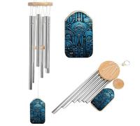 Blue and Black Tribal Pattern Wind Chimes for Outside Memorial Tuned Outdoor Windchimes Large Garden Decor Wind Chime with Melodious Sound for Mom Dad Grandma Home Garden Patio Decor
