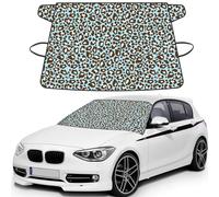 Blue And Brown Leopard Spotted Animal Print, Car Windshield Cover, Protective Windscreen Cover - Snow Ice Sun UV Dust Water Resistant - Fit for Most Cars