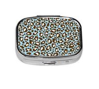 Blue and Brown Leopard Spotted Animal Print,Meta Pill Box 2 Compartment Medicine Case,Portable Organizer,Rectangle Meta Portable Organizer Pill Box 810 Compartment Medicine Case