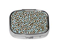 Blue and Brown Leopard Spotted Animal Print,Meta Pill Box 2 Compartment Medicine Case,Portable Organizer