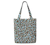 Blue And Brown Leopard Spotted Animal Print,Reusable Grocery Bags Shopping Tote Bags Large Capacity Canvas Shoulder bag