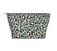 Blue and Brown Leopard Spotted Animal Print, Toiletry Pouch Makeup Bag Cosmetic Bag Portable Travel Toiletry Bag