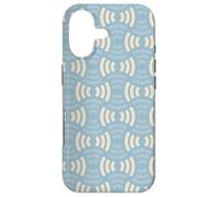 Blue And Cream Cream White Arc Wave Lines Pattern Case for iPhone 17