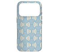 Blue And Cream Cream White Arc Wave Lines Pattern Case for iPhone 17 Pro