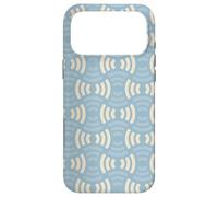 Blue And Cream Cream White Arc Wave Lines Pattern Case for iPhone 17 Pro Max