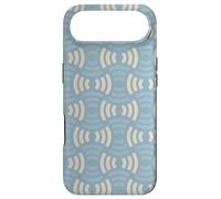 Blue And Cream Cream White Arc Wave Lines Pattern Case for iPhone Air