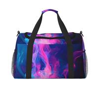 Blue and fire Print Travel Tote Bag 50 x 33 x 26 Folding with Should Strap & Dual Handles for Weekend Trips, Gym, Business Travel & Airport Carry-On