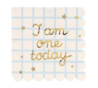 Blue and Gold 1st Birthday Napkins - 12 Pack Party Tableware for Boys