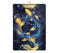 Blue and Gold Acrylic Transparent clipboard Standard Letter A4 Size Plastic for Nursing Student Trade Quest Gold 12x9in Tabla para escribir