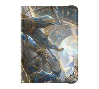 Blue and Gold Cool Riding Lady Warrior Leather Passport Card Holder Cover Combo for travel Vaccine Card Holder Cover Combo Document Organizer Holder Accessories for men Waterproof, Blue and gold cool