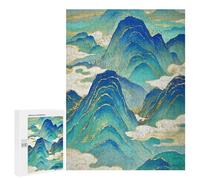 Blue and Gold Decor Mountain 500 Piece Jigsaw Puzzle for Adults - Scenic Challenge, Relaxing Weekend Activity, Gift for Dad, Finished Size 21 x 15 Inches