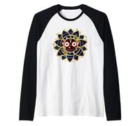 Blue and Gold Jagannath Hindu Hare Krishna Raglan Baseball Tee