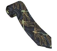 Blue And Gold Japanese Dragonfly Ties For Men Slim Silk Men'S Neckties 8 Cm/3.2 Inch For Wedding Party Business Graduation