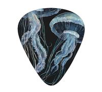 Blue And Gold Jellyfish Print Guitar Pick Comfortable Feel, Clear Sound, Multiple Thicknesses For Varied Tones
