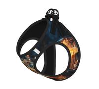 Blue and Gold Jellyfish Print Pet Leash Vest Soft Adjustable Step in Puppy Vest Outdoor Walking with Leash