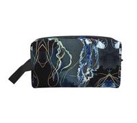 Blue and Gold Jellyfish Print Storage Bag – Large Travel Cosmetic Makeup Bags, Portable Pouch Organizer for Toiletries, Accessories