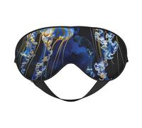Blue and Gold Jellyfish Printing Sleep Mask for Women Men Double-Sided Print Soft Silk Eye Masks Eye Sleep Shade Cover