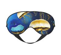 Blue and Gold Jellyfishprint Travel Office Airplane Night Sleep Shading Blindfold Adjustable Strap Eye Mask