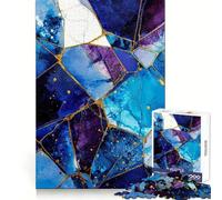 Blue And Gold Kintsugi Abstract Art Teenagers 1000 Piece Jigsaw Puzzle Brain Development Mindful Escape Clean Join Festive Surprise (50X75CM)