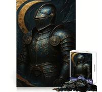 Blue And Gold Knight Armor Jigsaw Puzzles for Adults 1000 Piece Thought Training Slow Leisure Uniform Cut Xmas Present (38X52CM)