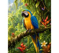 Blue and Gold Macaw Composition Notebook: Wide Ruled Tropical Rainforest Writing Journal for Kids, Students, School Notes, Creative Stories, and Parrot Lovers