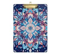 Blue and Gold Mandala Pattern Automotive Clip Board Acrylic Cute for Nursing Students Trade Quest Size 9 x 12