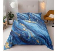 Blue And Gold Marble 3D Printe Duvet Cover Sets Bedding Set Double Cover Duvet 200X200 Cm Soft Microfiber Quilt Cover Decor With 2Pillowcase For Adults Kids Bedroom