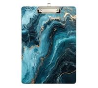 Blue and Gold Marble Texture Binder with clipboard Inside Hard Board for Soccer Truck Driver Size 9 x 12 Silver