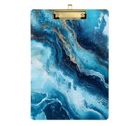 Blue and Gold Marble Texture clipboard Occupational Therapy Acrylic Cute for 5th Grade Classroom Essentials for Teachers Size 9 x 12 Gold