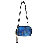 Blue and Gold Marble Texture Mini Crossbody Bags for Mens Beauty with Adjustable Strap Side Bags Go shopping