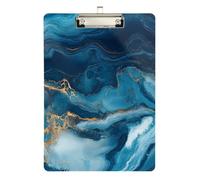 Blue and Gold Marble Texture Respiratory Therapy clipboard Acrylic Cute for Volleyball Baseball Coaches Size 9 x 12