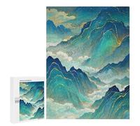 Blue and Gold Mountain 500 Piece Puzzle - Stunning Scenic Design for Adults, Relaxing Weekend Activity, Beautiful Wall Art, Finished Size 21 x 15 Inches
