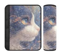 Blue and Gold Mysterious Tribal Cat car seat Strap & Belt Covers,Stop seat Belt Cutting into Neck,car Shoulder Pads for seat Belts for Sedan Backpack Most Cars accesorios para carro