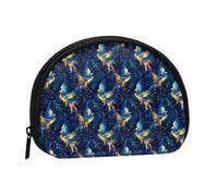 Blue and Gold Phoenix Print Coin Purse - Mini Coin Purses for Women, Cute Small Change Purse Coins Pouch