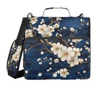 Blue and Gold Retro Romantic Flower 1.5-Inch 3-Rings Organizer Binder with Handle and Removable Shoulder Strap Easy to Carry Portable Home Travel Safe Storage Bag for School