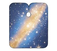 Blue and Gold Romantic Starry Universe Beard Apron Cape with Adjustable Snap Closure, Essentials Shampoo Cape for Washing bata para cortar Cabello 65" x 55"