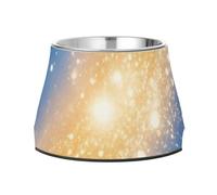 Blue and Gold Romantic Starry Universe Dogs Food Bowls Non Slip Stainless Steel Cats Food Bowl for Medium Dogs Whisker Relief platos de comida para perros
