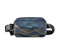 Blue and Gold Stars and Moon Cute Crossbody Bag Waist Packs for Men Women Large Capacity Croose Body Purse with Adjustable Strap for Travel Gym Work