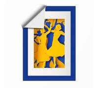 Blue and Golden Flow Mid-Century Unframed Wall Art Print A3 (42×29.7cm), Wall Decor for Living Room, Bedroom, Office & Home, Art Gift