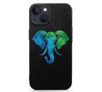 Blue And Green Elephant Head TPU Phone Case Compatible with iPhone 13 Mini