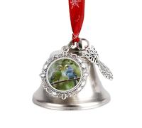 Blue and Green Parakeets Christmas Bell Christmas Tree Decoration Wing Bell Personalization Sleigh Bells Ornaments Jingling Bells for Holiday Party Decoration