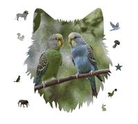Blue and Green Parakeets Jigsaw Puzzle 175PCS Wolf Head Design Puzzle Wooden Jigsaw Puzzles for Adults Families