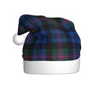 Blue And Green Scottish Tartan 1pack Plush Santa Hat Comfortable Christmas Hat For Christmas Party Favors Fit For Adults