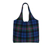 Blue And Green Scottish Tartan Aesthetic Tote Bag For Girls : With Full-Page Printing For Women Lady Canvas Polyester Tote Bag