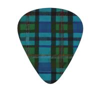 (Blue And Green Scottish Tartan) Guitar Picks Set Of 12 With Transparent Plastic Box For Bass Electric And Acoustic Guitars Ukulele
