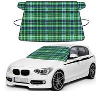 Blue And Green Scottish Tartan Print Car Windshield Snow Cover, Windshield Cover For Ice And Snow Automotive Accessories