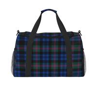 Blue and Green Scottish Tartan Print Duffel Bag for Travel Weekender Overnight Carry On Bag Women Men Gym Luggage Bag Carry on